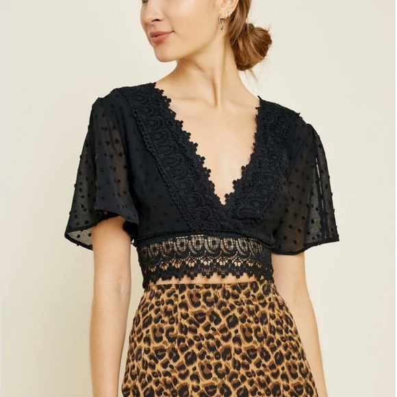 Hayden Los Angeles Tops - Crochet Lace Crop Top